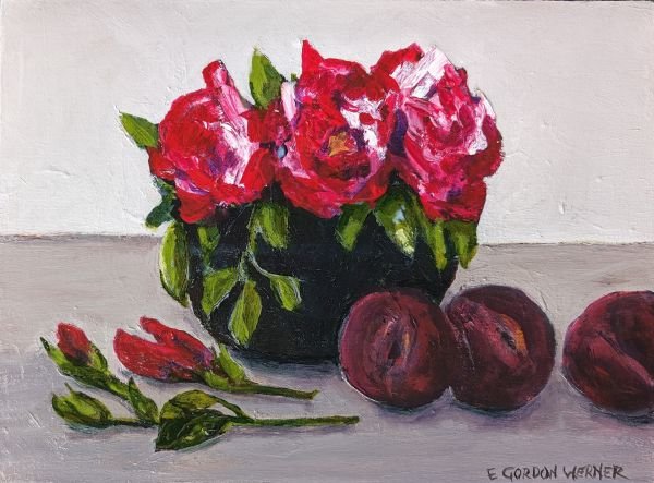 painting of roses and passionfruit