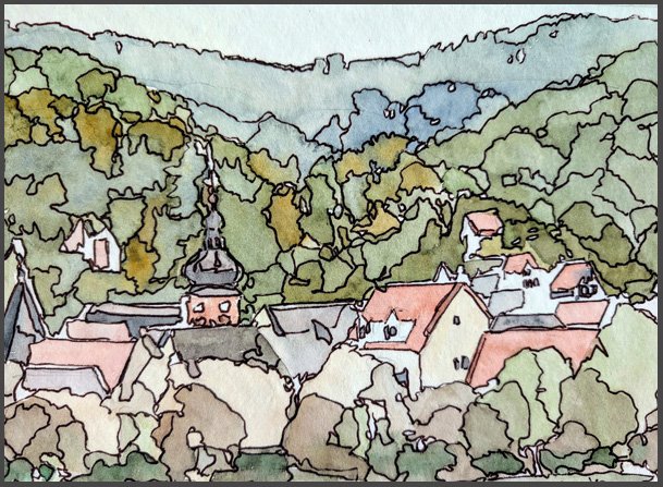 Heidelberg wooded hills and houses