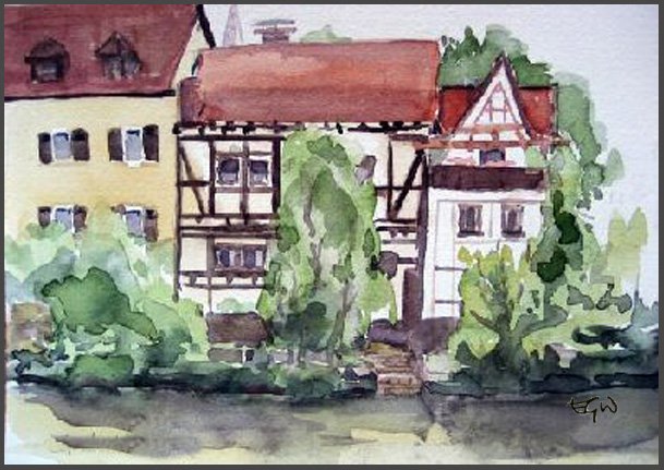 Half timbered houses on the riverside