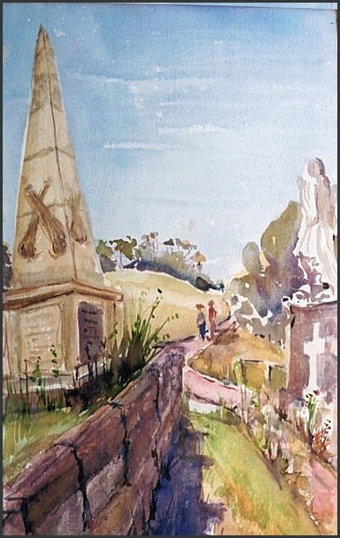 Painting of the walkway through the cemetery at Bronte