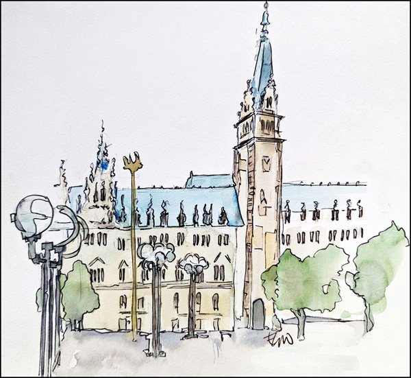 Sketch of Hamburg Town Hall. (Rathaus)