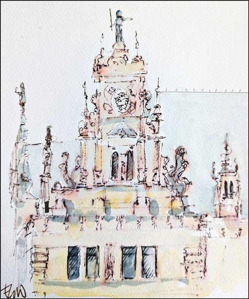 Stonework detail of Hamburg Town Hall (Rathaus)